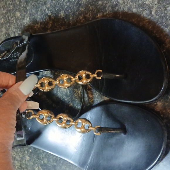 Gucci Black Sandals with Silver Accents - Picture 1 of 8